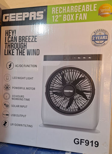 پنکه رومیزی شارژی جیپاس مدل GF919 ا Geepas 12'' Rechargeable Box Fan